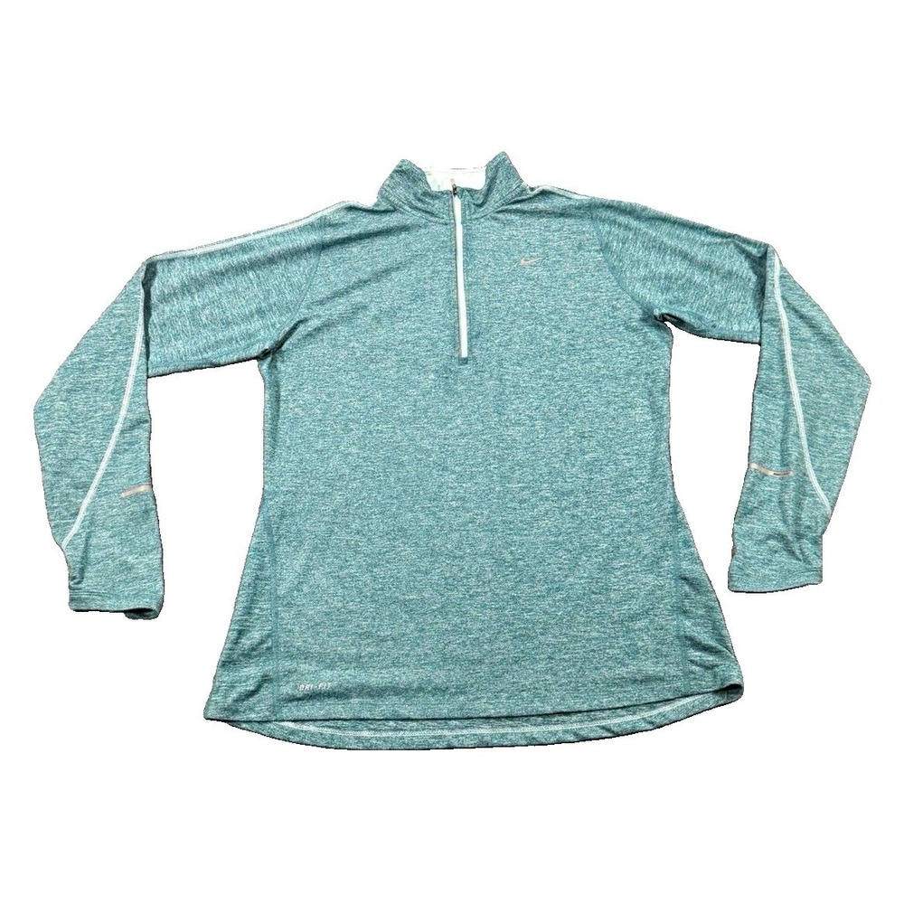 Nike Dri-FIT Element Womens L Green Heather 1/4 Zip Stretch Pullover Run